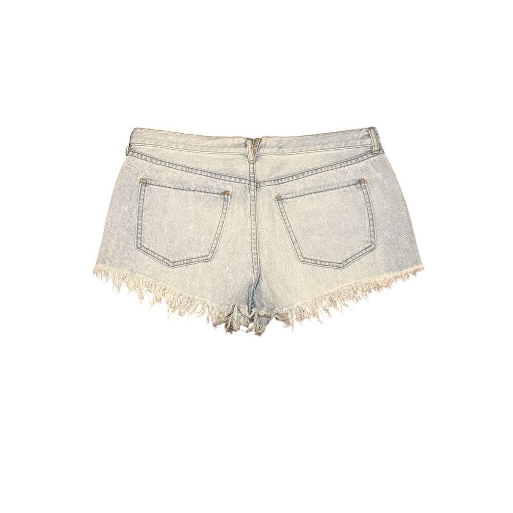 We The Free Light Wash High-Rise Frayed Hem Denim Shorts Size 30 Womens Casual S - Picture 2 of 4